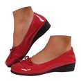 thumbnail image 3 of YLYL Women's Bow Ballet Shoes Patent Leather Almond Toe Wedge Heel Comfortable Lightweight Slip on Dress Shoes, 3 of 9