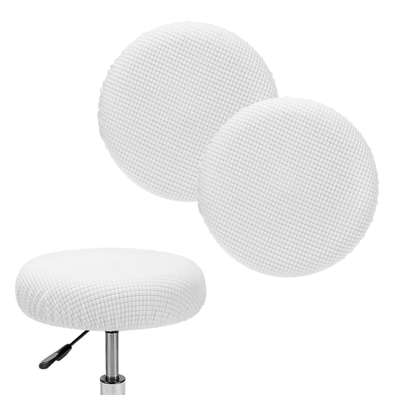 Uxcell 2-Pack Bar Stool Covers Round, for 12-14 Inch Polyester Corn Grid Seat Covers with Elastic Bands [Jade White]