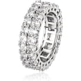 thumbnail image 6 of YAZI Simple X - shaped cross - diamond-encrusted two-color ring Round Cut 14K Silver Plated Iced out Lab Diamond Wedding Band Eternity Bands Ring for Men Women, 6 of 11