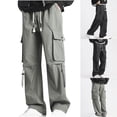 thumbnail image 1 of Styesk Pantalon Homme Mode Extérieur Solide Décontracté Taille Élastique Poche Cargo, 1 of 1