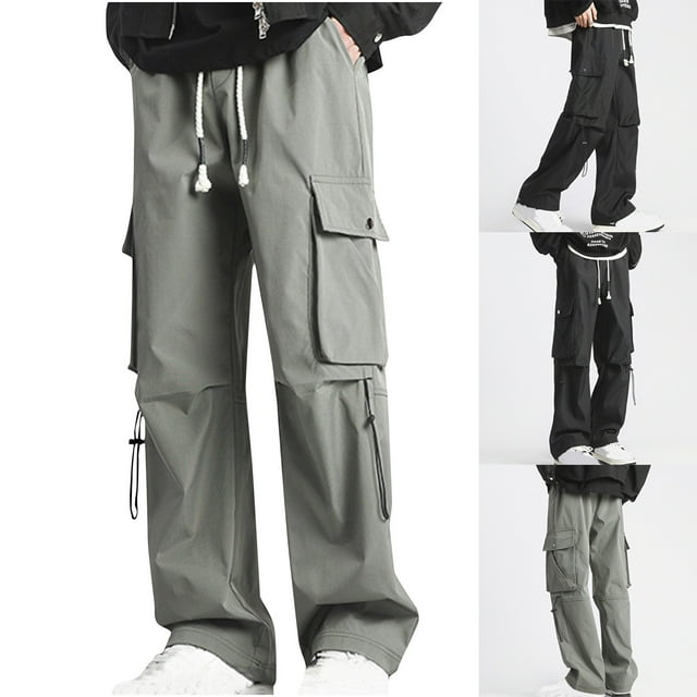 Styesk Pantalon Homme Mode Extérieur Solide Décontracté Taille Élastique Poche Cargo