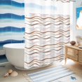thumbnail image 5 of No Hook Shower Curtain, Brown Stripes Shower Curtains for Bathroom with See Through Top Window, Minimalism Ombre Waves Abstract Textures Waterproof & Washable Bath Curtain 60"x72", 5 of 9