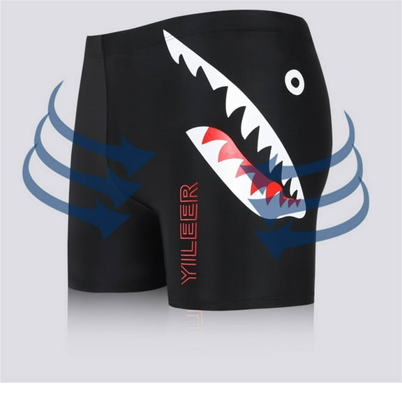 EQWLJWE Men's Square Leg Athletic Swim Jammers Training Splice Team Swimsuit with Shark Print