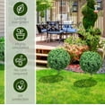 thumbnail image 3 of HOMCOM Artificial Boxwood Trees w/ Ground Stake  Set of 2 Ball Shaped Topiary Trees for  Office & Living Room  UV Resistant, 3 of 5