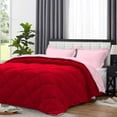 thumbnail image 2 of D.N.G. BEDDINGS 3 Piece Luxury Reversible Diamond Pattern Comforter Set Premium Super Soft, All Season 800 TC, 100% Egyptian Cotton King/California King Size Light Pink-Red Color, 2 of 7