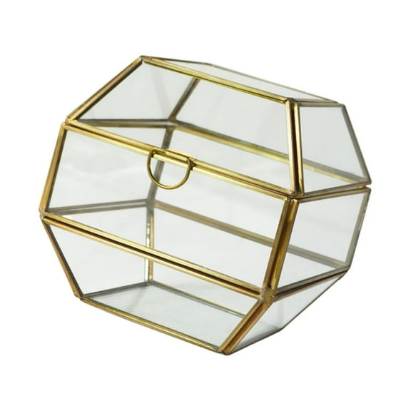 WHAMVOX Geometric Storage Box Greenhouse Shaped Jewelry Container 3 Layers Storage Organizer Golden