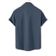 thumbnail image 4 of Mens Manga Corta Botón Abajo Camisas Cuello de Vuelta Color Sólido Casual Blusa, Moda Verano Poliéster, 4 of 9