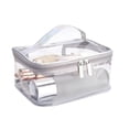 thumbnail image 1 of Transparent PVC Makeup Bag Portable Waterproof Toilet Bag Cosmetic Bag with Large Capacity Zipper[HK] Single Layer Silver, 1 of 4