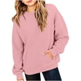 thumbnail image 4 of LOINRODI Girls Solid Crew Neck Sweatshirt Soft Pocket Long Sleeve Loose Fall Casual Kids Pullover Pink 12 Years, 4 of 6