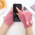 thumbnail image 4 of Baqcunre Warm Gloves, Winter Thickened Warm Flip Up Fingerless Gloves for Students Riding Writing Women's Wool Half Finger Gloves Thermal Insulation Warm Convertible Mittens Cover,, 4 of 5