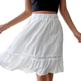 thumbnail image 4 of Womens Cute Lace Skirts Elastic High Waist Ruffled Hem Knee Length Skorts Summer Dressy Casual Built In Shorts Skirt, 4 of 5