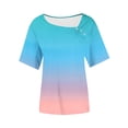 thumbnail image 7 of Karight Womens Short Sleeve Tops Casual Asymmetrical Neck Cute Summer Shirts Button Loose Fit Business Dressy Blouses, 7 of 7