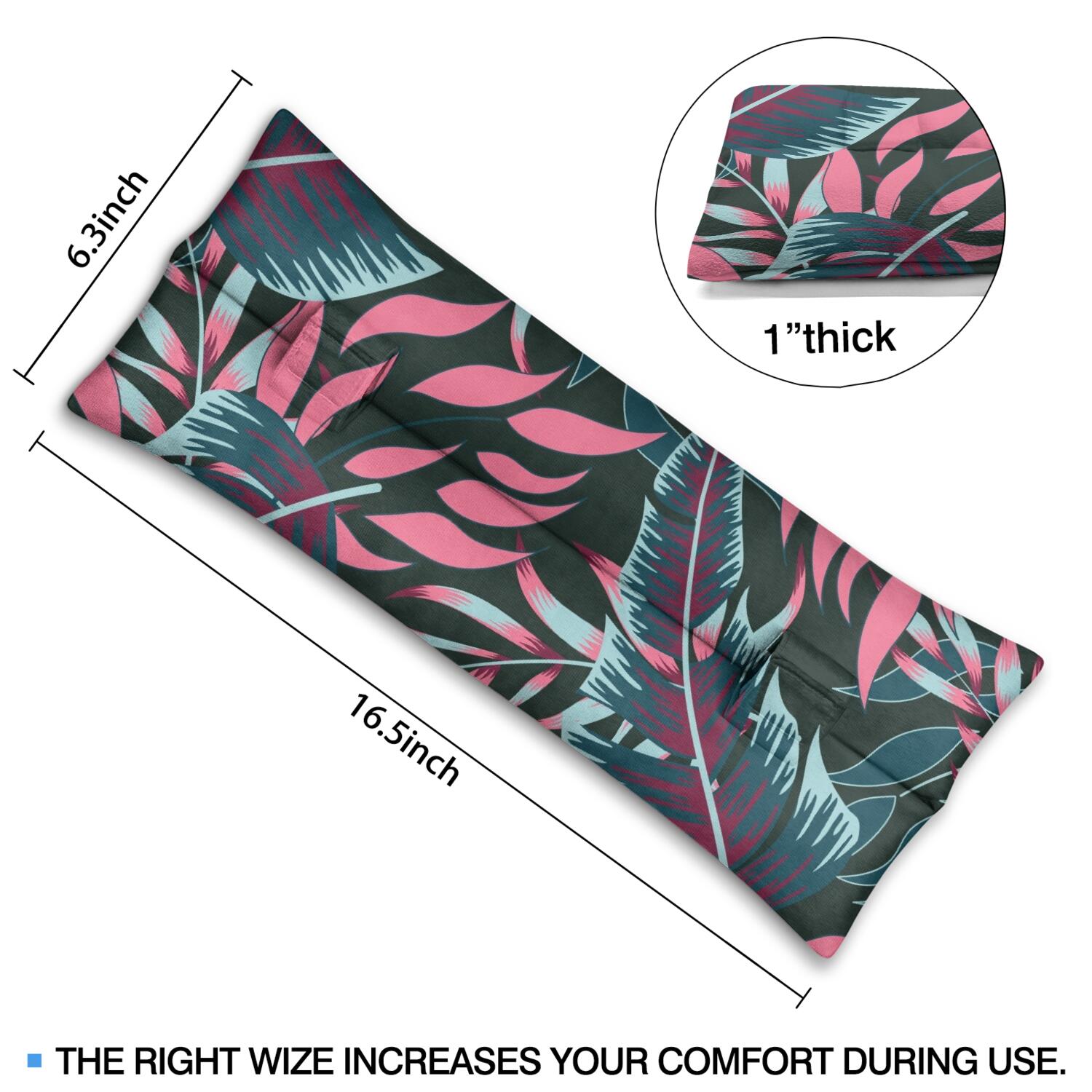 Hawaiian Floral Seat Belt Pillow for Surgery - Tropical Plant Mastectomy Cushion - Comfortable Chest Protector After Surgery with Summer Design