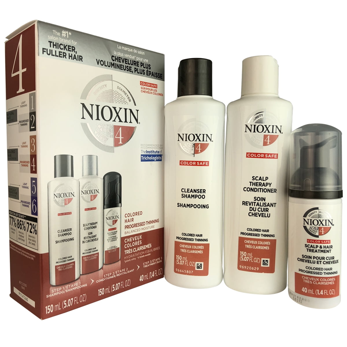 Nioxin System 4 Trial Kit Cleanser and Scalp Therapy 5.07 oz and Hair & Scalp Treatment 1.4 oz