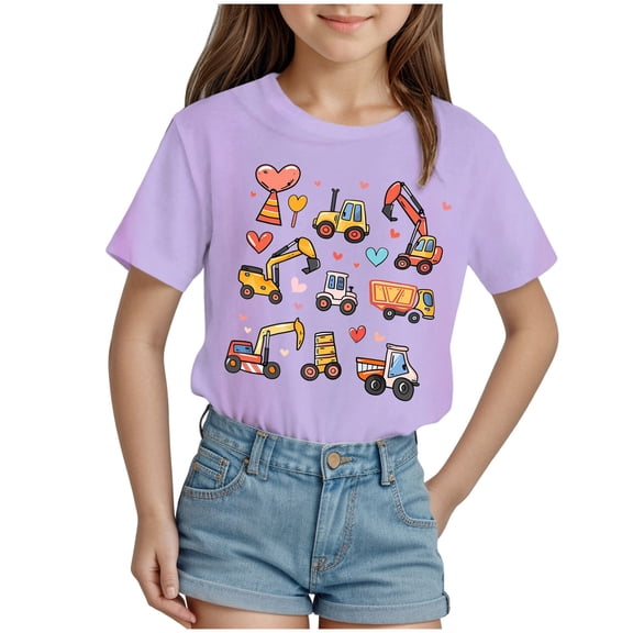 Tkrady Toddler Girls New Valentine's Day T Shirts Heart Graphic Crewneck Tee Tops, Sizes 1-14 Years