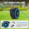 thumbnail image 4 of Huloretions Retractable Garden Hose Reel, 1/2 Inch 65 Ft Wall Mounted Hose Reel, Heavy Duty Automatic Hose Reel with 9 Pattern Nozzle, Any Length Lock, Slow Return System, 180° Swivel Bracket, 4 of 6