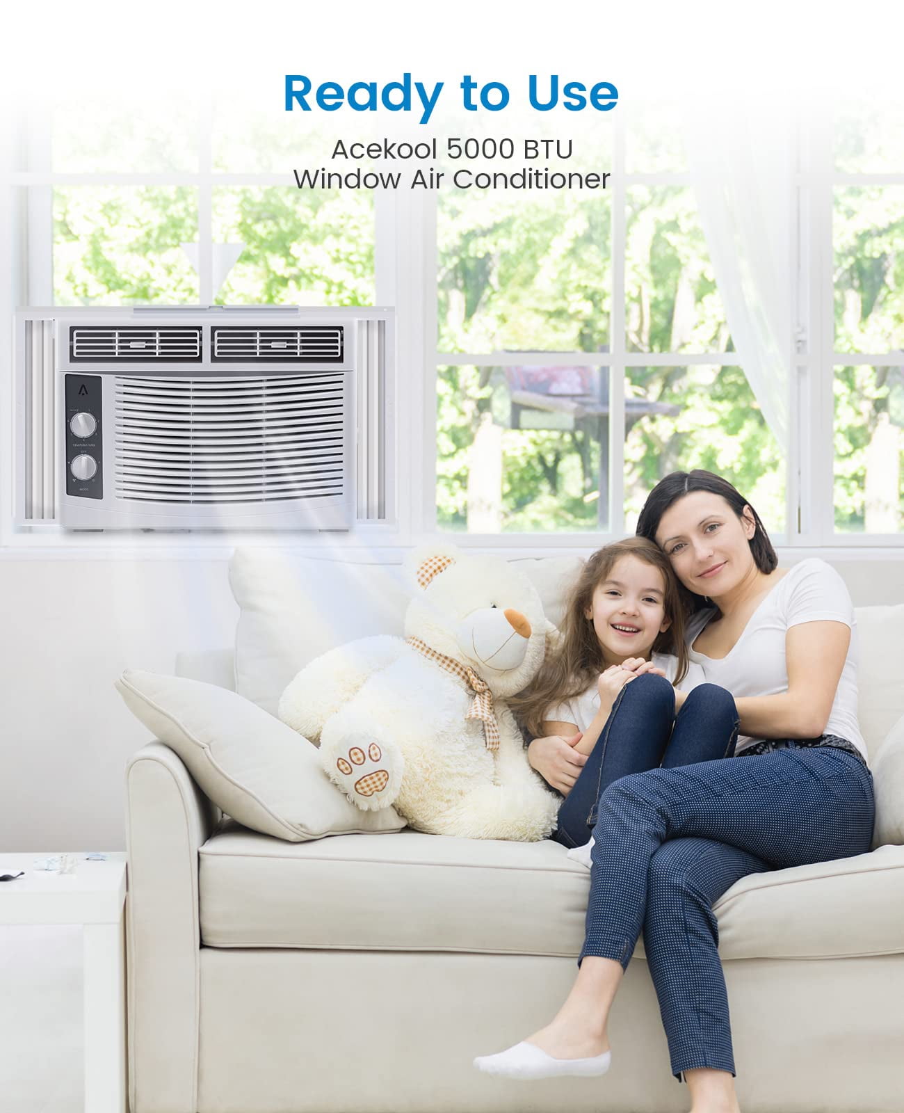 5000 BTU Window Air Conditioner, Window AC Unit with Easy-to-Use Mechanical Controls and Reusable Filter, Efficient Cooling for Smaller Areas, Cools 150 Sq.ft, 110-115V