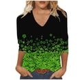 thumbnail image 3 of TaTaai Women St. Patrick's Day Print Loose V-Neck 3/4 Sleeve Top Casual Fashion T-Shirt Ladies Spring Daily Holiday Wear Lightweight Breathable Non-See-Through No Fading Stylish Top Gift, 3 of 5