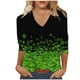 thumbnail image 3 of TaTaai Women St. Patrick's Day Print Loose V-Neck 3/4 Sleeve Top Casual Fashion T-Shirt Ladies Spring Daily Holiday Wear Lightweight Breathable Non-See-Through No Fading Stylish Top Gift, 3 of 5