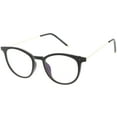 thumbnail image 2 of Vintage Inspired Horn Rimmed Glasses Ultra Thin Arms Round Clear Lens 48mm (Black Gold / Clear), 2 of 4