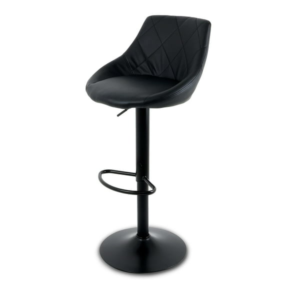 Silla de Bar para Barra de Cocina con Respaldo y Reposapies de Altura Ajustable - Banco Giratorio para Bar con Asiento Acolchado Diseño Elegante Negro