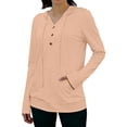 thumbnail image 6 of Sun Hoodie for Women – SPF 50+ UV Protection Long Sleeve Sun Shirt Women's Sports V-neck Sun Protection Hooded Solid Color Front Decorated Button Long Sleeve Top, 6 of 7