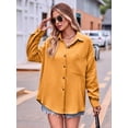thumbnail image 4 of Womens Button Down Shirts Cotton Long Sleeve Oversized Boyfriend Blouses Collared Dress Tops with Pockets Turmeric XL, 4 of 8