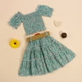 thumbnail image 4 of TAIAOJING Baby Girls Outfit Sets Toddler Kids Baby Girls Short Bubble Sleeve Tops Floral Skirt With Belt Outfit Clothes Set 12-24 Months, 4 of 5