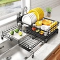 thumbnail image 4 of Portable Single-Layer Retractable Drainage Rack, Rust-Resistant Kitchen Dish Drainer with Water Tray & Chopstick Holder, Non-Slip Stable Organizer, 4 of 10