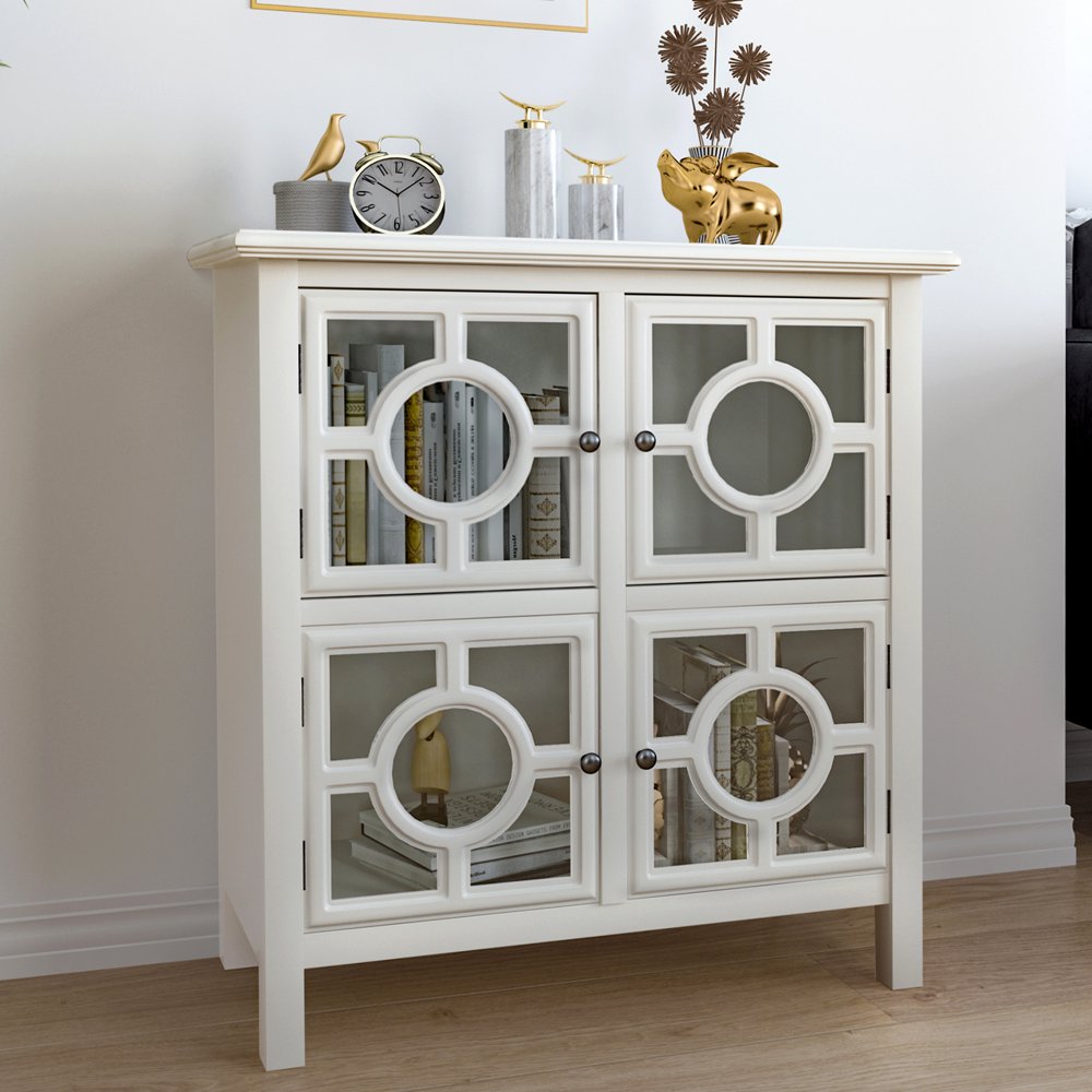 COZAYH FullAssembled Accent Storage Display w/Tempered Glass Panel