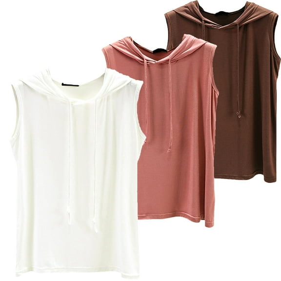 WCJM Women's Short Sleeve Striped Crop T-Shirt Casual Tee Tops 3 Piece Set Of Hooded Loose Plus Size Pullover Vest for Women's Mmer Thin Style Sleeveless Bottom Shirt for Versatile Wear