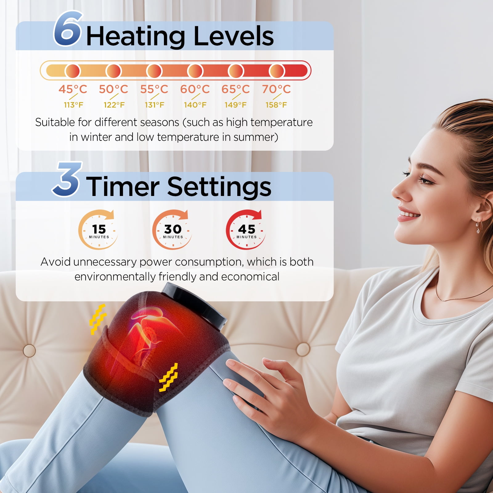 Flaremore 1PC Heated Knee Massager,Cordless Heated Knee Brace Wrap with Massager for Knee,Knee Shoulder Elbow 3-in-1 Heating Vibration Massager,6 Adjustable Heat and 3 Intensities, Black