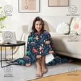 thumbnail image 4 of Wearable Blanket,DarkBlue Colorful Dinosaurs Pattern Hooded Wearable Flannel Blanket for Adults & Teens,Winter Poncho Shawl Wrap Cape Cozy Anti-Pill,50"x60", 4 of 5