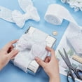thumbnail image 3 of 2.36 inch Glitter Wired Ribbon 10.9 Yards White Diamond Ribbon Sequins Lace Mesh Trim for Wreaths Garland Gift Wrapping Large Bows Making Crafts Christmas Tree Home Décor White, 3 of 5