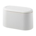 thumbnail image 1 of Desktop Trash Can Storage Bin with Dustbin Sundries Lid Garbage Waste Container Box Household Dustbin Press Organizer Basket Decoration White, 1 of 8
