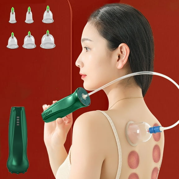 Ikohbadg Cupping Kit for Massage Therapy, Profession Cupping Set with Electric Cupping Guasha Pump, Cupping Therapy Set with 4Pcs High Temp and High Pressure Resistant Vacuum Suction Cups, Green