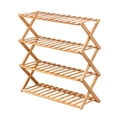 thumbnail image 2 of Estante de simple Soporte de pnta duradero plegable portátil de piezaza sin instación Soporte de estante de almacenamiento sin instación Brown 4 niveles Soledad Bastidores de zapatos, 2 of 9
