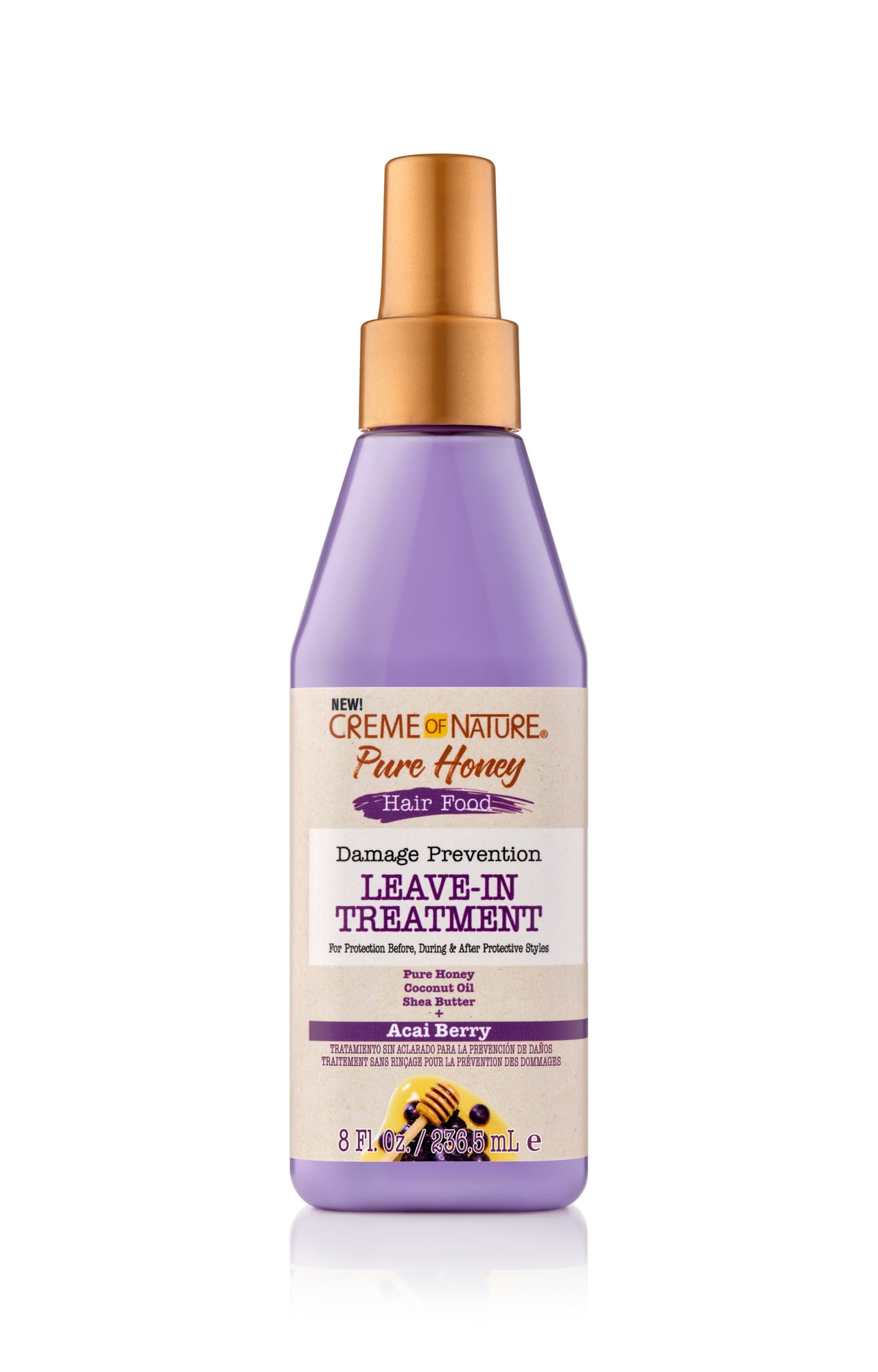 Creme of Nature Pure Honey Hair Food Honey + Acai Berry Damage Prevention Leave-In Treatment 8 oz