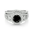 thumbnail image 3 of Gem Stone King 1.84 Cttw Round Black Diamond and White Moissanite Wedding Engagement Ring Band Bridal Set for Women | 925 Silver | Wedding Engagement Anniversary Promise Ring for Women | Size 5, 3 of 6