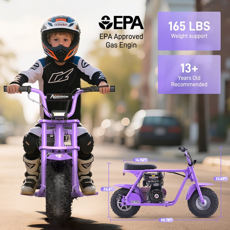 Aoemoe 99CC MB001 Gasoline Mini Dirt Bike,4-Stroke 18MPH Off Road