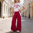 thumbnail image 2 of Ulitacool Clothes For Girls Round Neck Outfit Short Sleeve Tee With Letter Print And Relaxed Straight Leg Cargo Pants Two Piece Combo Casual Summer Outfits Red 8-9 Years, 2 of 9