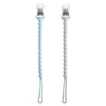 thumbnail image 1 of Soporte para chupetes RazBaby Razzies de silicona, paquete de 2 unidades, sin BPA, azul/gris, 1 of 5