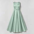 thumbnail image 6 of LEKWK Girls Maxi Dress Satin Sleeveless Crewneck A Line Princess Dress Elegant Flowy Evening Gown with Bow Waist for Wedding Guest Prom Performance Party 0-15Y, 6 of 6