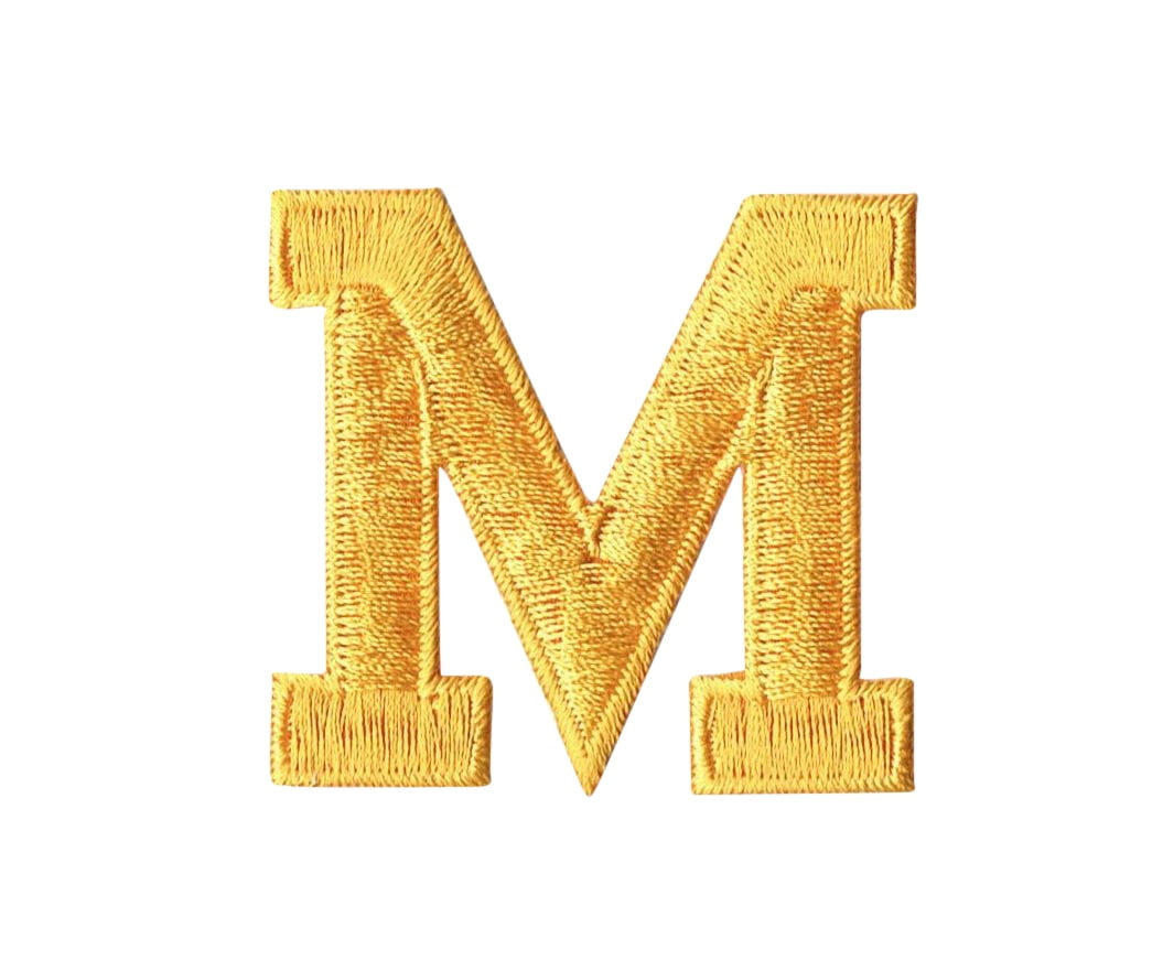 Alphabet Letter M Color Yellow 2" Block Style Iron On