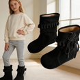 thumbnail image 2 of WAVSUF Fleece Mid Calf Boots for Girls Lace Up Wide Width Soft Comfort Fall Cute Daily Boots Black Size 2T, 2 of 9
