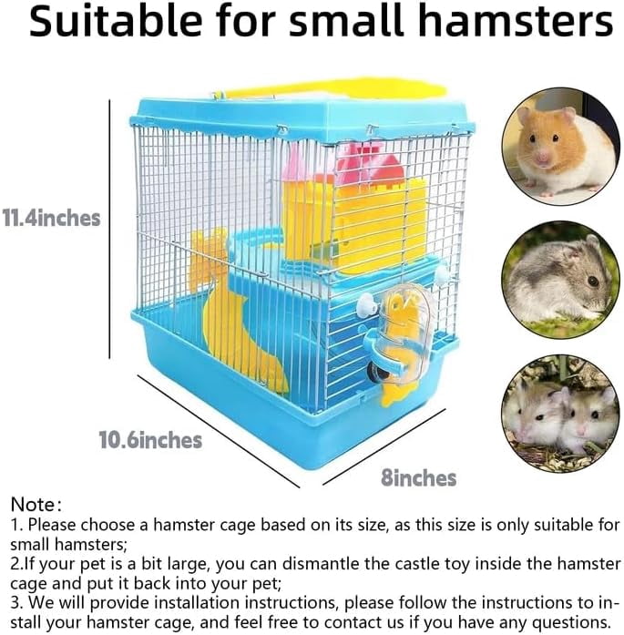 Portable Hamster Travel Carrier Cage with Water Bottle, Breathable Dwarf Hamster Carry Case for Outdoor Travel, Small Animal House for Gerbil Mice