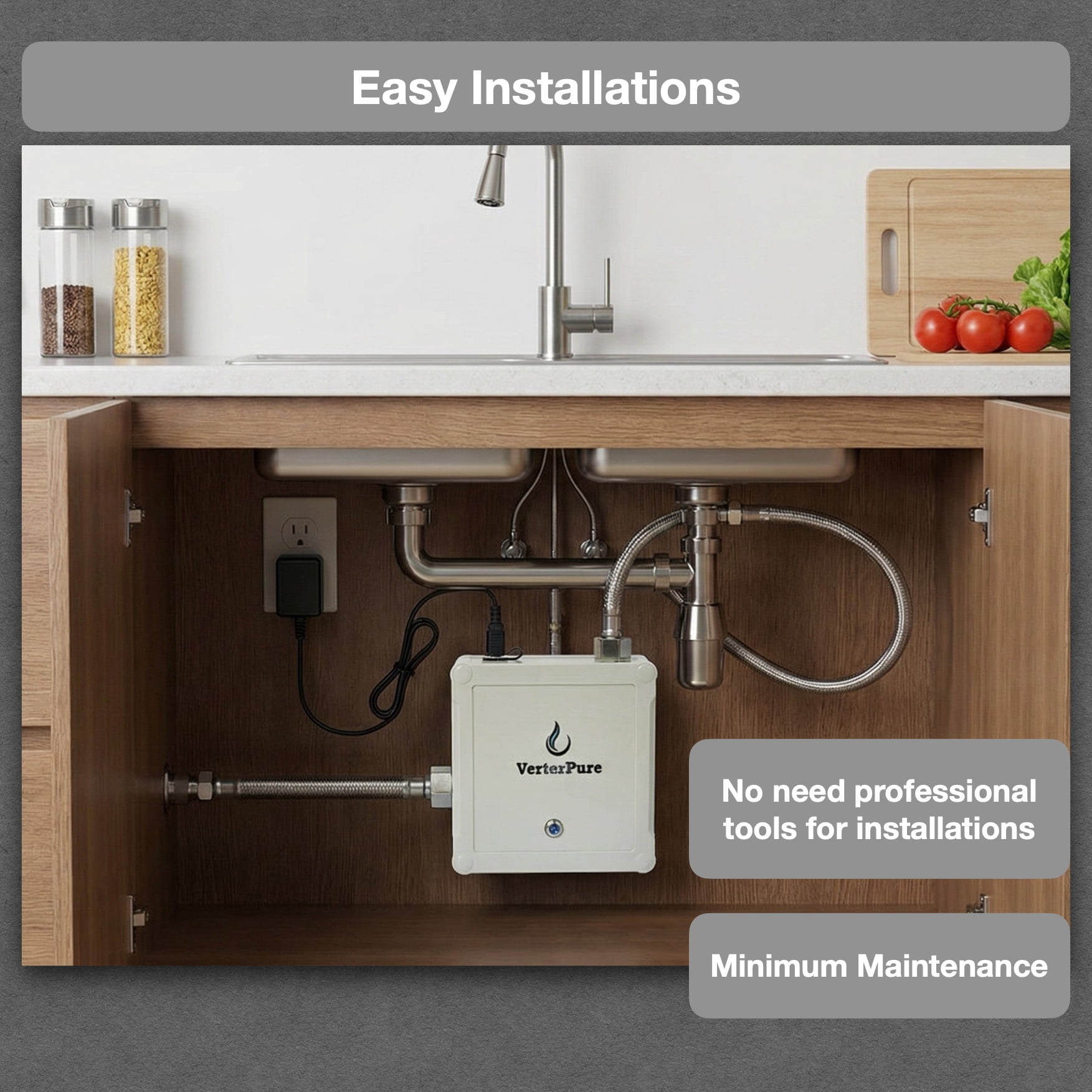 VerterPure VP6 Mini UV-C LED Ultraviolet Automatic Shut Off Under-Sink Filtration System