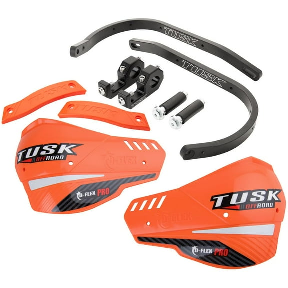 Tusk D-Flex Pro Adventure Handguards Black Bar/Orange Plastics 7/8" Bars for KTM 890 Adventure 2021-2023