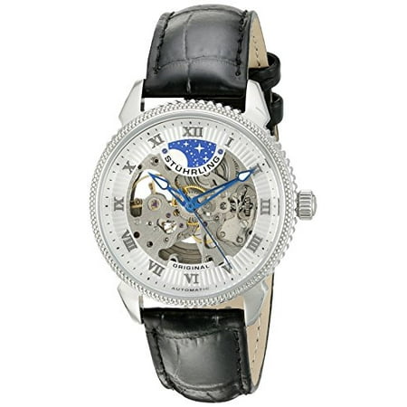 Men's 835.01 Special Reserve Automatic Skeleton Stainless Steel Watch With Black Leather Band