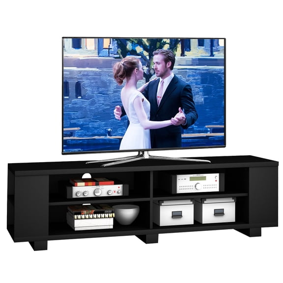 59" TV Stand Wooden Entertainment Media Center Storage Console Black